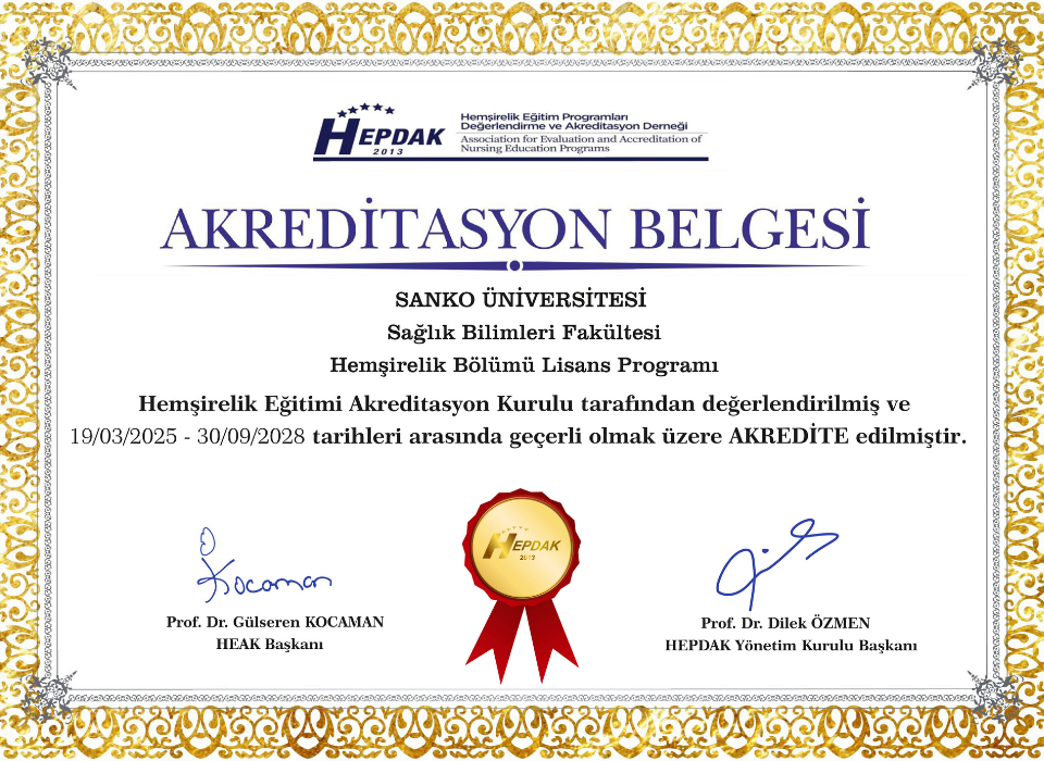 Sanko Üniversitesi Hemşirelik Programı Yeniden Akredite Edildi