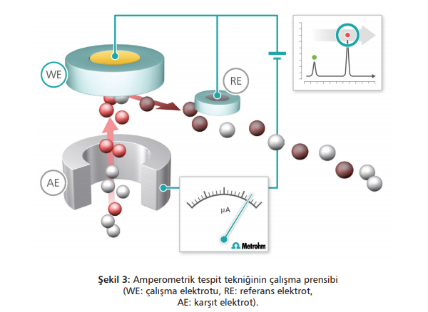 Amperometrik tespit tekniğinin çalışma prensibi