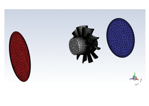 Figure 3. Zoom mesh view of  rotor and fan block.