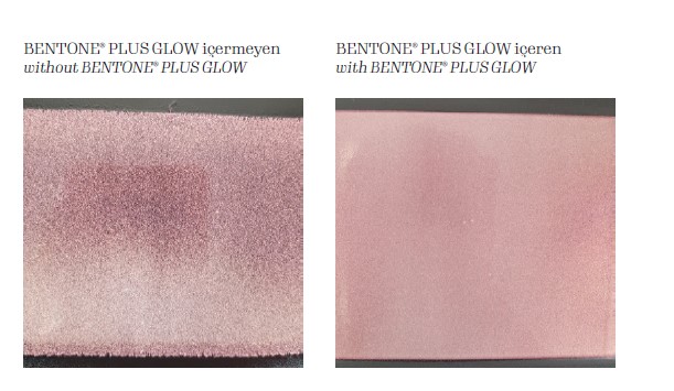 BENTONE® PLUS GLOW içeren/içermeyenpigment dağılımı